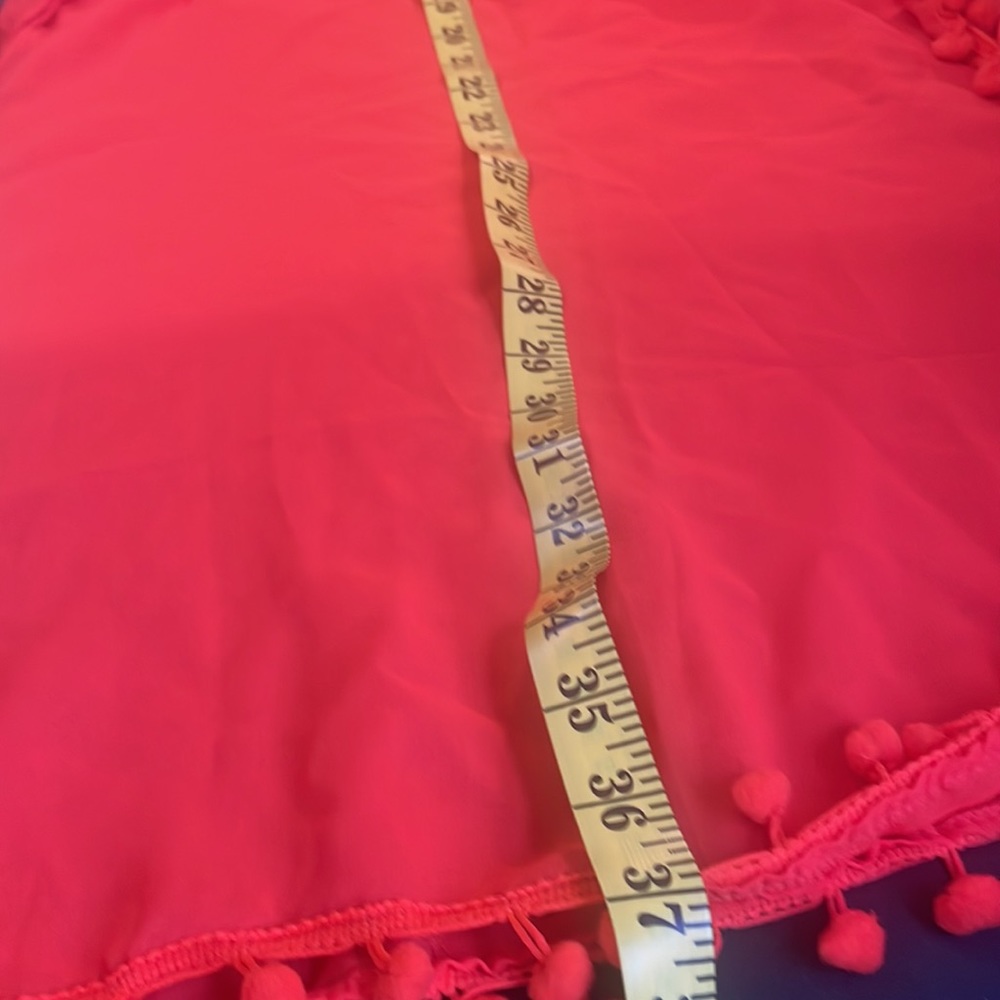 Orange Bathingsuit cover,Tunic,Sheer, Vneck,Adjustable tie waist,Tassels, XL - Picture 8 of 9